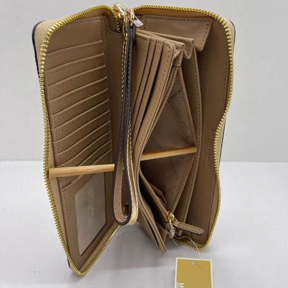 MICHAEL KORS Jet Set Large Metallic Signature Logo Continental Wallet Wristlet - Picture 4 of 16